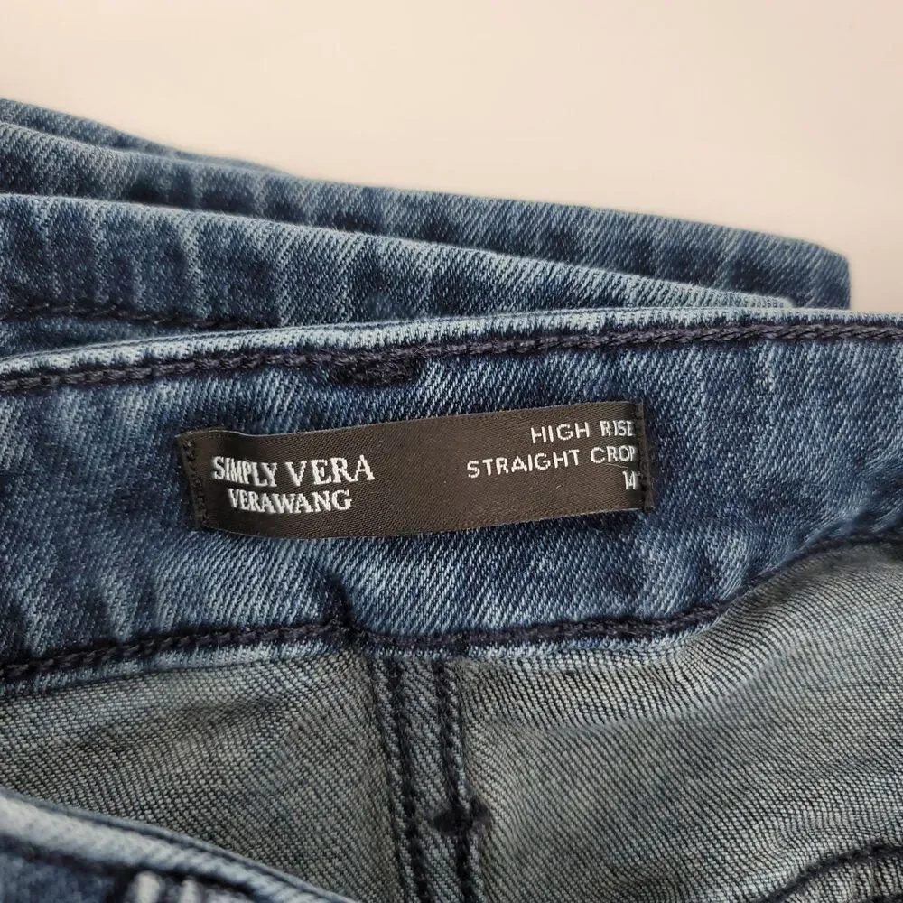 Simply Vera Vera Wang High‎ Rise Straight Crop Jeans Womens Size 14